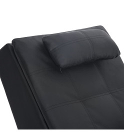 Chaise longue de massage avec oreiller Noir Similicuir