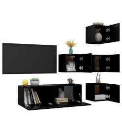 Ensemble de meuble TV 5 pcs Noir Aggloméré