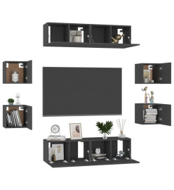 Ensemble de meubles TV 8 pcs Noir Aggloméré