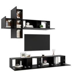 Ensemble de meuble TV 7 pcs Noir Aggloméré