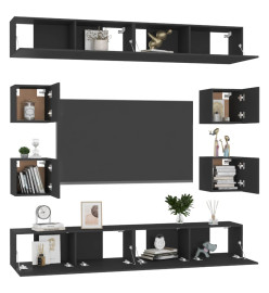 Ensemble de meubles TV 8 pcs Noir Aggloméré