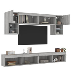 Unités murales TV avec LED 6 pcs gris sonoma bois d'ingénierie