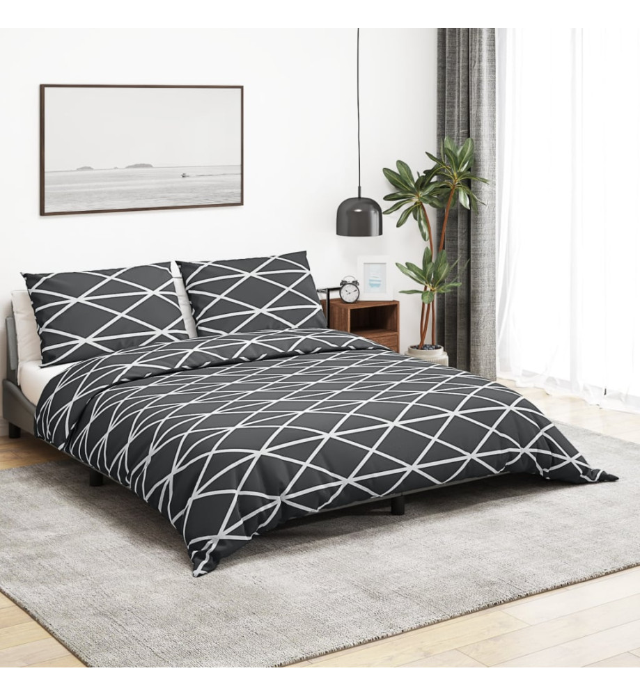 Ensemble de housse de couette Gris 260x220 cm Coton