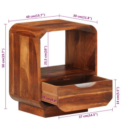 Table de chevet avec tiroir 2 pcs Bois de Sesham 40 x 30 x 50cm