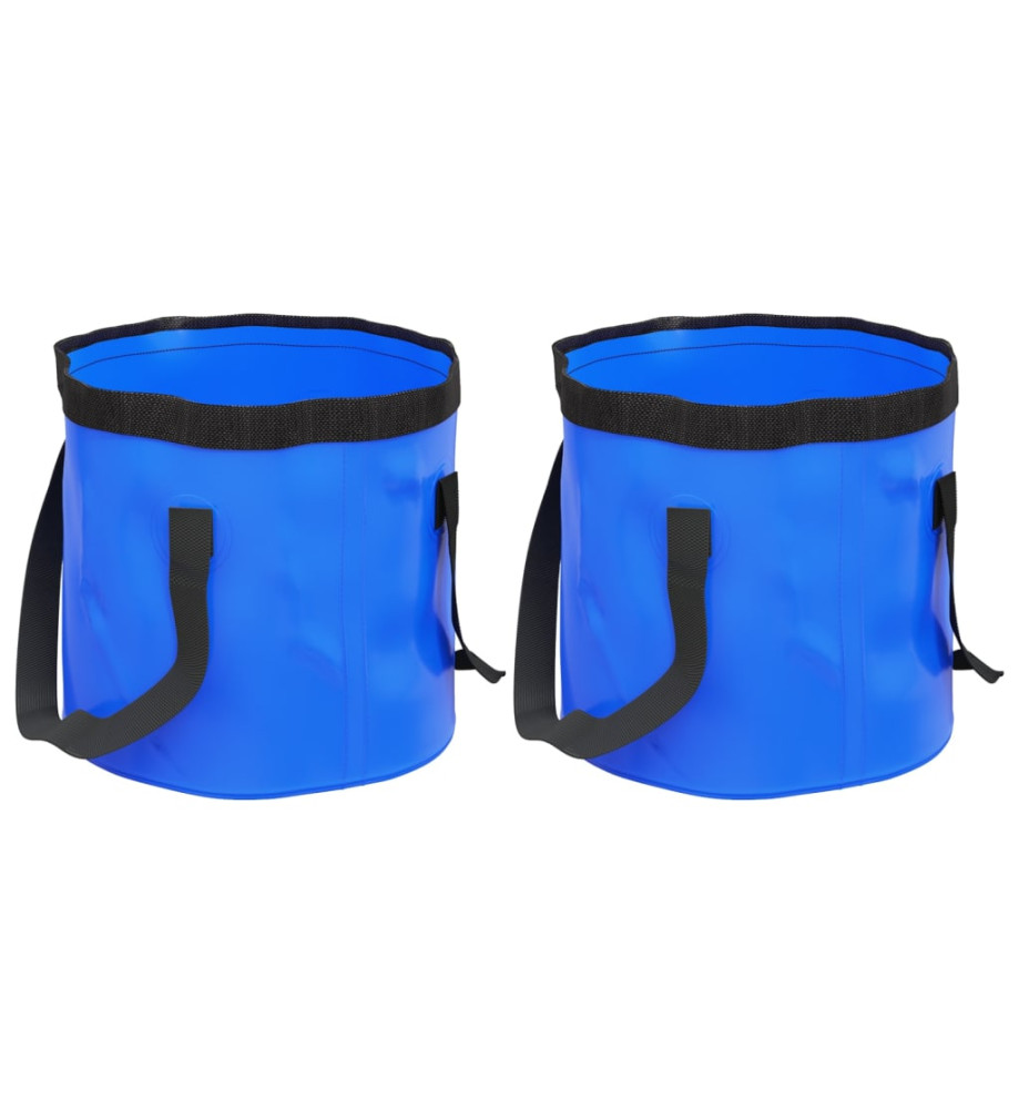 Seaux pliables 2 pcs bleu 20 L PVC