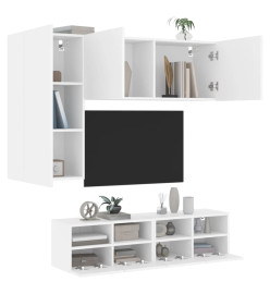 Unités murales TV 4 pcs blanc bois d'ingénierie