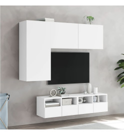 Unités murales TV 4 pcs blanc bois d'ingénierie