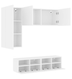 Unités murales TV 4 pcs blanc bois d'ingénierie