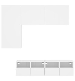 Unités murales TV 4 pcs blanc bois d'ingénierie