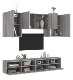 Unités murales TV 5 pcs sonoma gris bois d'ingénierie