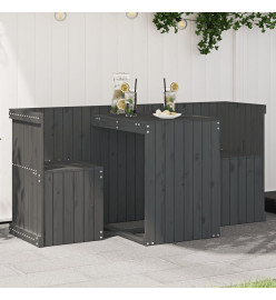 Set de balcon 2 places gris bois de pin massif