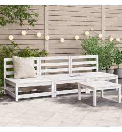 Canapés de jardin sans accoudoirs 3 pcs blanc bois pin massif