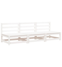 Canapés de jardin sans accoudoirs 3 pcs blanc bois pin massif