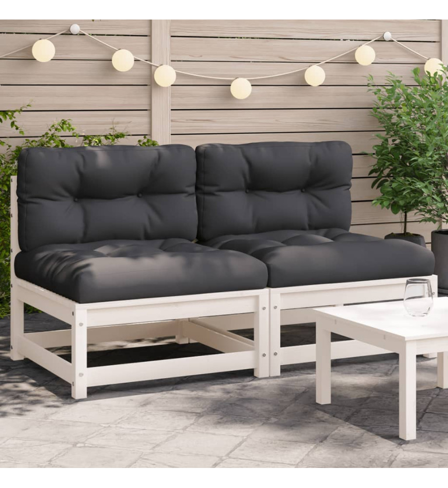 Canapés de jardin sans accoudoirs coussins 2pcs bois massif pin Canapés de jardin sans accoudoirs coussins 2pcs bois massif pin