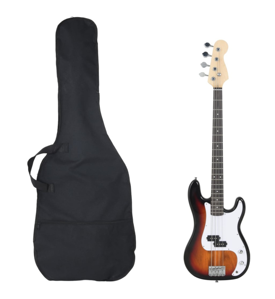 Guitare basse électrique de débutants sac brun et blanc 4/4 46"