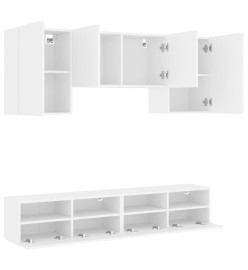 Unités murales TV 5 pcs blanc bois d'ingénierie