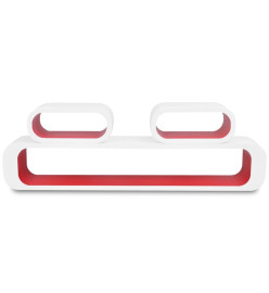 3 Etagères Cubes Suspendues MDF Stockage DVD Blanc/Rouge Rectangulaire