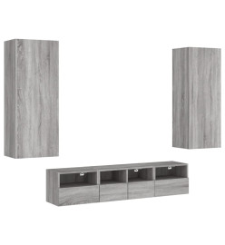 Unités murales TV 5 pcs sonoma gris bois d'ingénierie