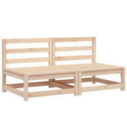Canapés de jardin sans accoudoirs 2 pcs blanc bois pin massif