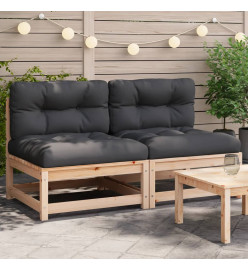 Canapés de jardin sans accoudoirs coussins 2pcs bois massif pin