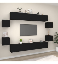 Ensemble de meubles TV 8 pcs Noir Bois d'ingénierie