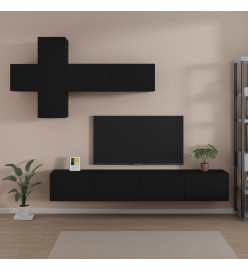 Ensemble de meubles TV 7 pcs Noir Bois d'ingénierie