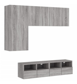 Unités murales TV 4 pcs sonoma gris bois d'ingénierie