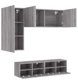 Unités murales TV 4 pcs sonoma gris bois d'ingénierie