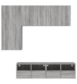 Unités murales TV 4 pcs sonoma gris bois d'ingénierie