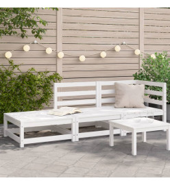 Canapé de jardin repose-pieds 2 places blanc bois massif de pin