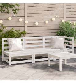 Canapé de jardin 3 places blanc bois de pin massif