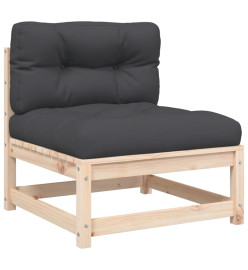 Canapé de jardin sans accoudoirs et coussins bois massif de pin