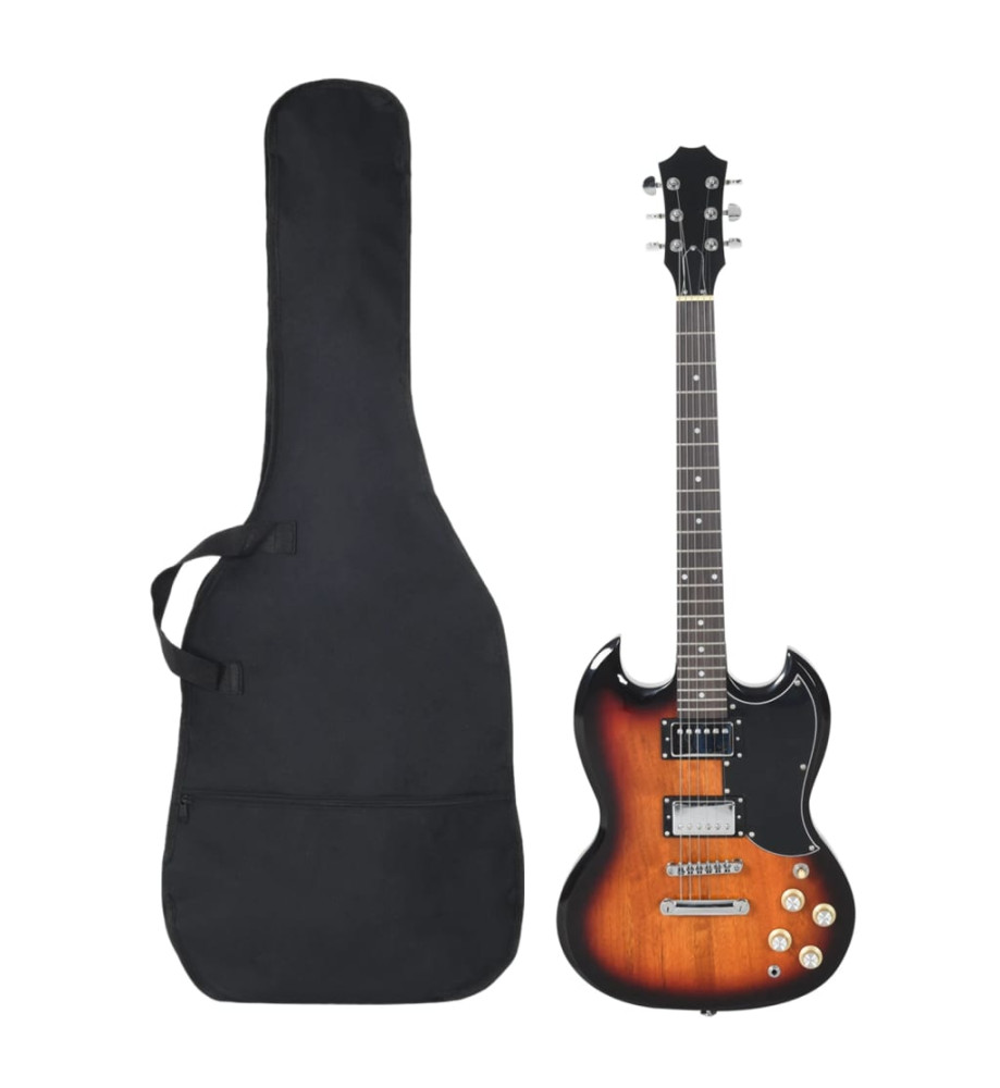 Guitare électrique pour débutants et sac marron et noir 4/4 39"