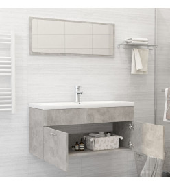 Ensemble de meubles de salle de bain 2 pcs Gris béton Aggloméré