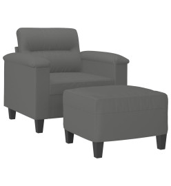 Fauteuil avec repose-pied Gris foncé 60 cm Tissu microfibre