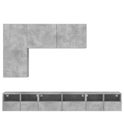 Armoires murales TV 5 pcs gris béton bois d'ingénierie