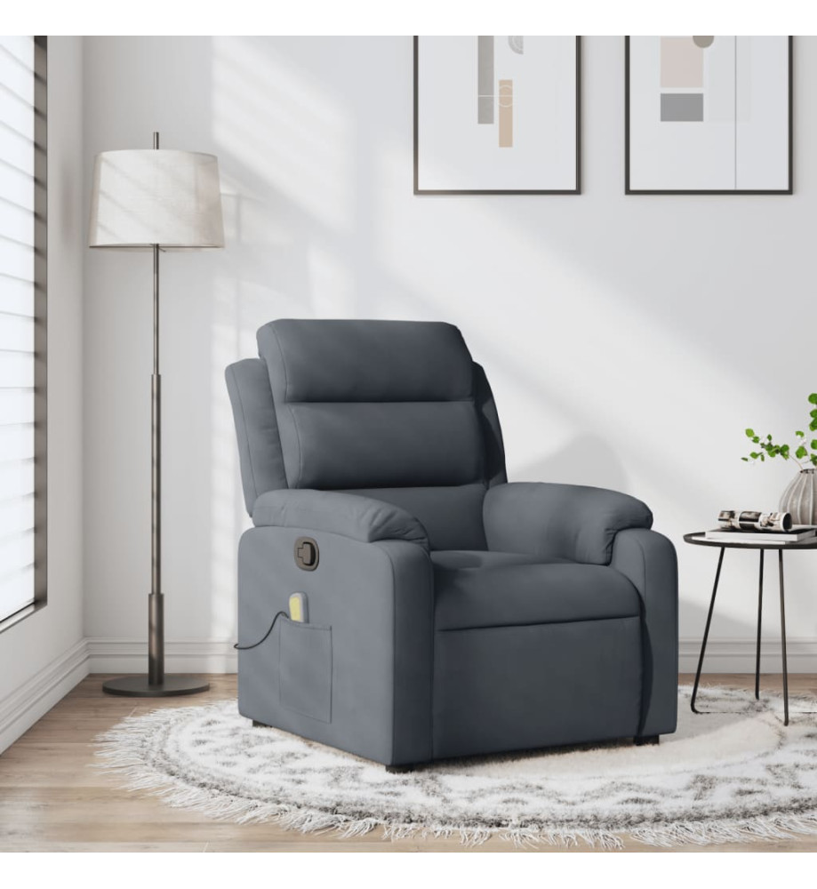 Fauteuil de massage inclinable gris foncé velours