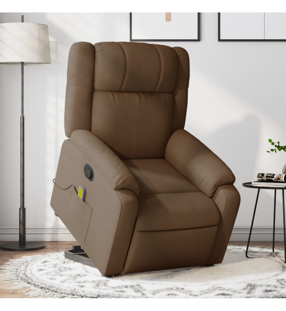 Fauteuil de massage inclinable Marron Tissu