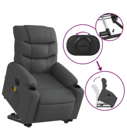 Fauteuil inclinable de massage électrique Gris foncé Tissu