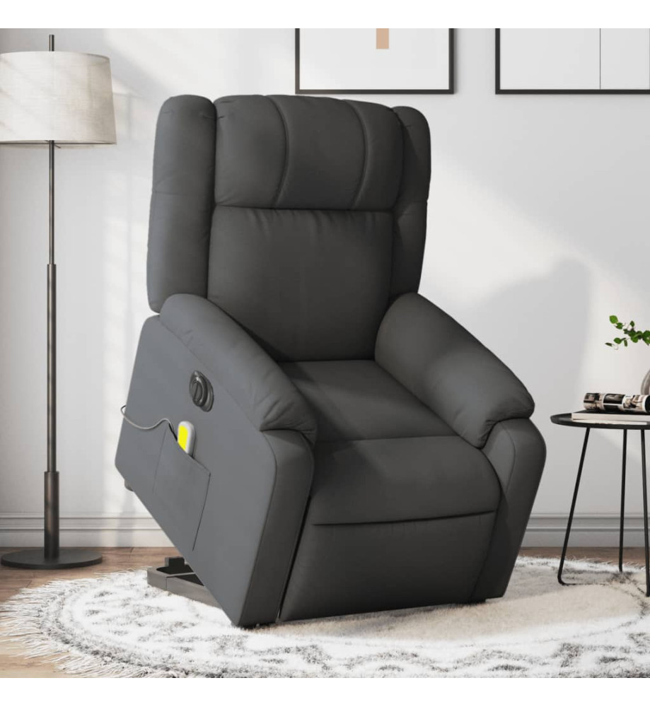 Fauteuil inclinable de massage électrique Gris foncé Tissu