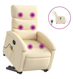 Fauteuil inclinable de massage électrique Crème Tissu