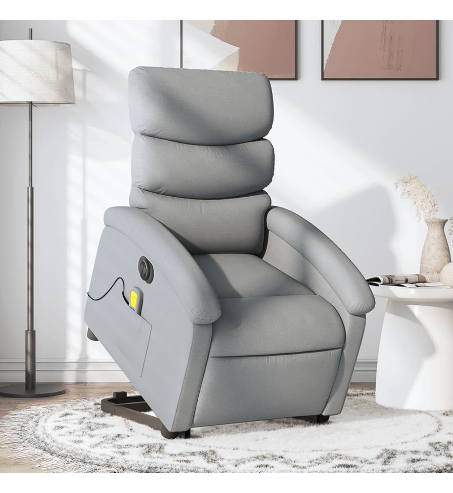 Fauteuil inclinable de massage électrique Gris clair Tissu