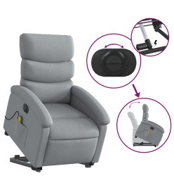 Fauteuil inclinable de massage électrique Gris clair Tissu