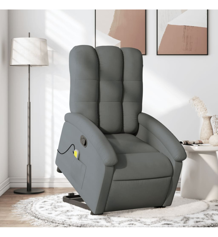 Fauteuil de massage inclinable Gris foncé Tissu