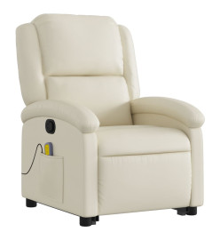 Fauteuil inclinable de massage Crème Similicuir