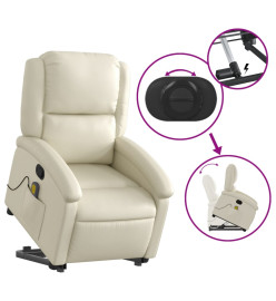 Fauteuil inclinable de massage Crème Similicuir