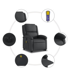 Fauteuil inclinable de massage électrique noir cuir véritable