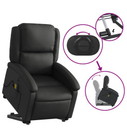 Fauteuil inclinable de massage électrique noir cuir véritable