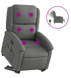 Fauteuil inclinable de massage électrique Gris foncé Tissu