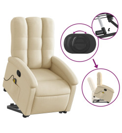 Fauteuil inclinable de massage Crème Tissu